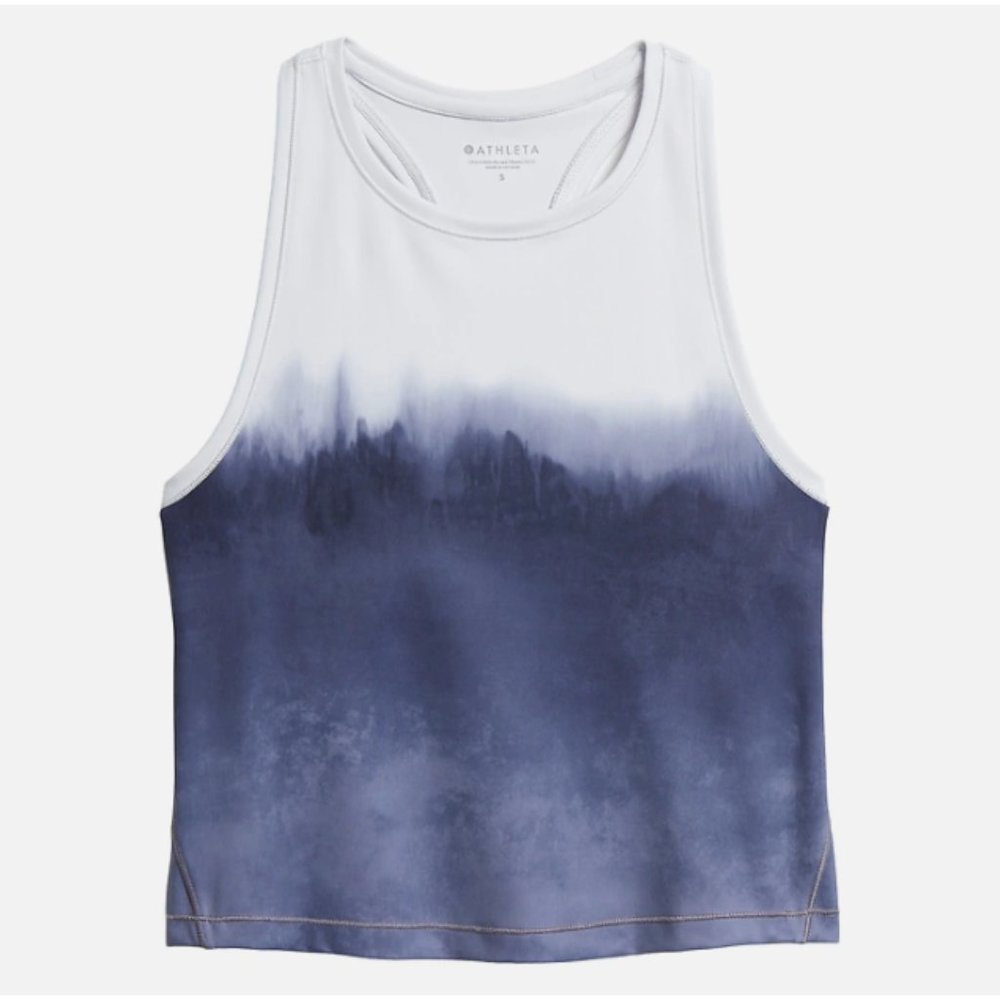 Athleta Shanti Watercolor Stripe Crop Tank Mortar Mushroom Size Small